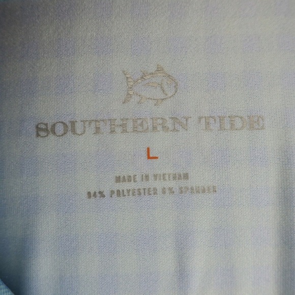 Southern‎ Tide Short Sleeve Golf Polo Shirt Mens L Blue Longhorn Checkered - Picture 8 of 8